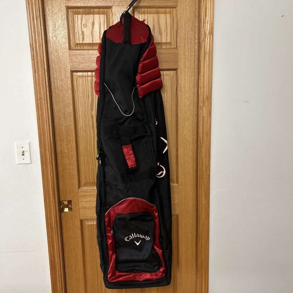 Flaws See Pics! Callaway Golf Travel Bag w Wheels Black Red Club Cover Rolling